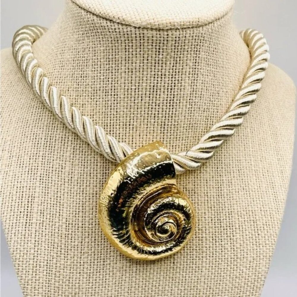 Gold Snail Shell Rope Necklace